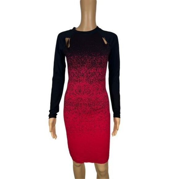 French Connection Women's Red Black Ombre Dust Jersey Bodycon Dress Size… - Picture 1 of 6